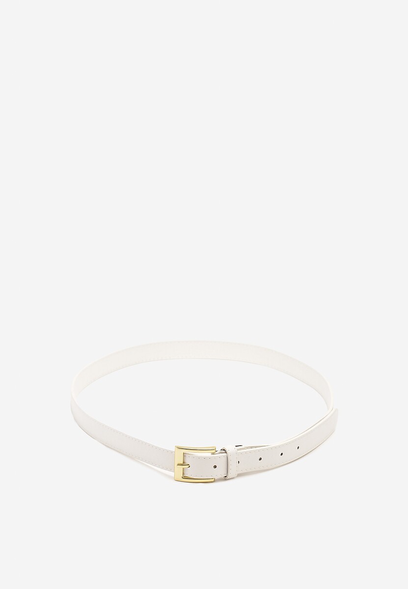 Biały Pasek Ozdobiony Metalową Klamrą Nairavina