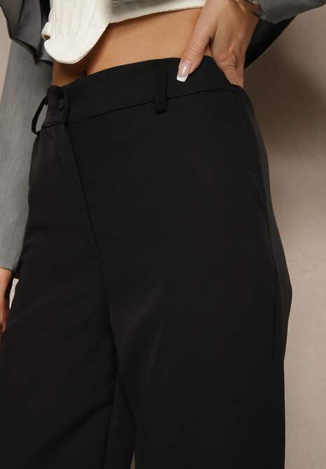 Czarne Spodnie Garniturowe High Waist Viviorea