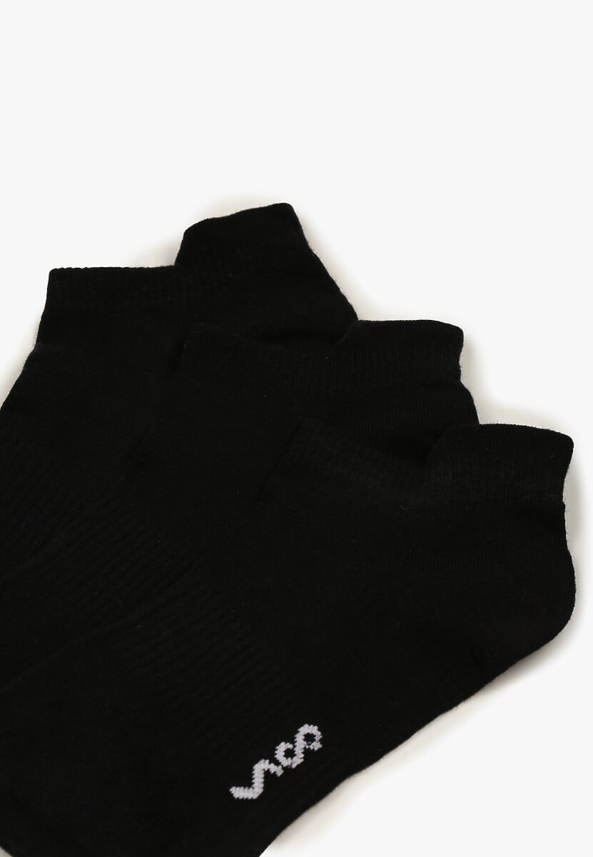 3-pack Czarne Bawełniane Skarpety Stopki z Napisem Marosela