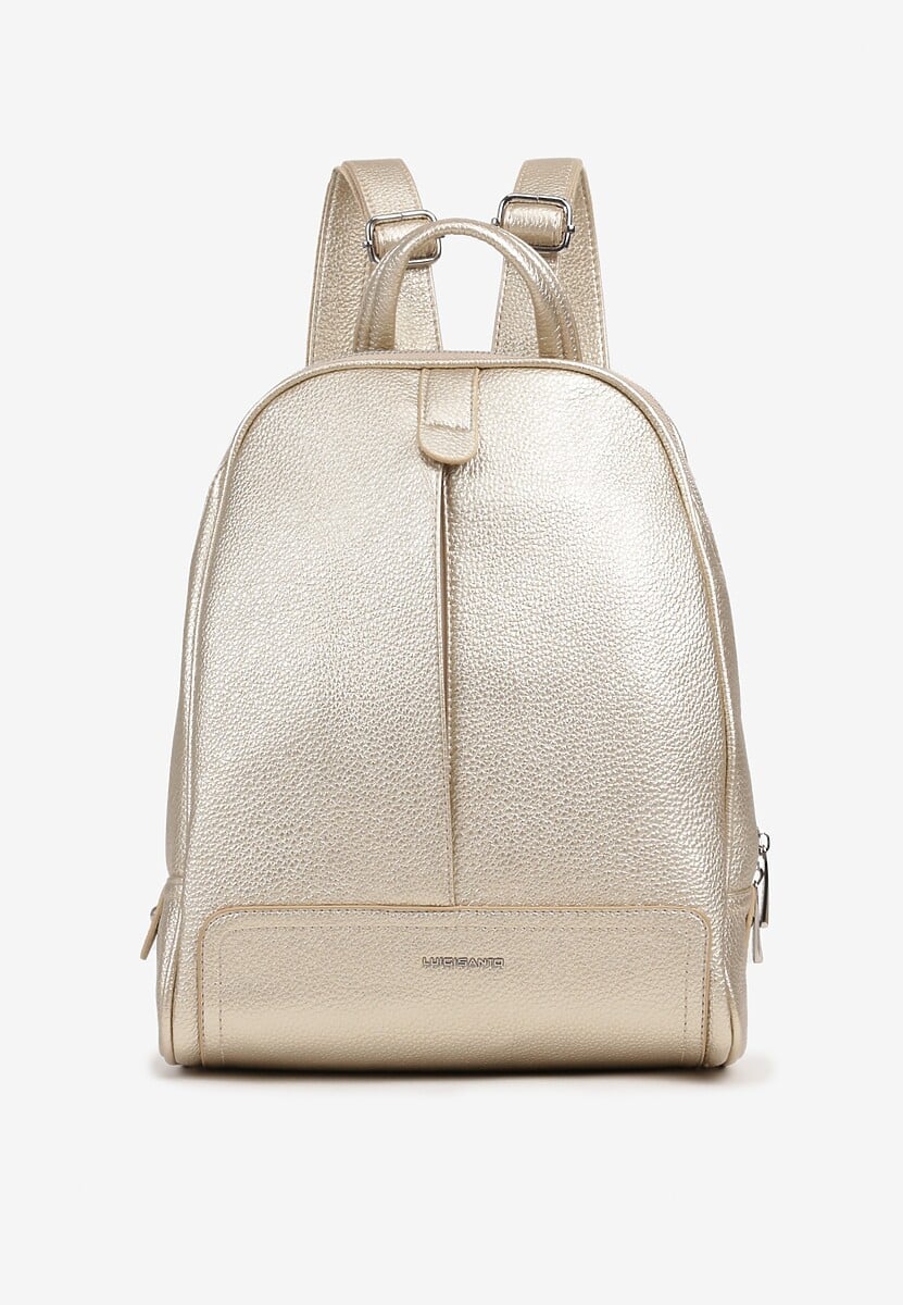 Złoty Plecak o Trapezowym Kształcie Zdobiony Przeszyciem Polzedi