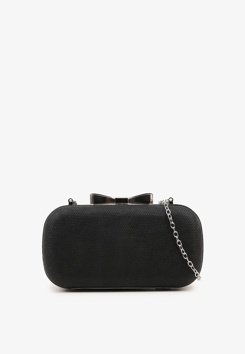 Czarna Torebka Kopertówka z Dodatkowym Łańcuszkiem i Metalicznym Zapięciem Grireia