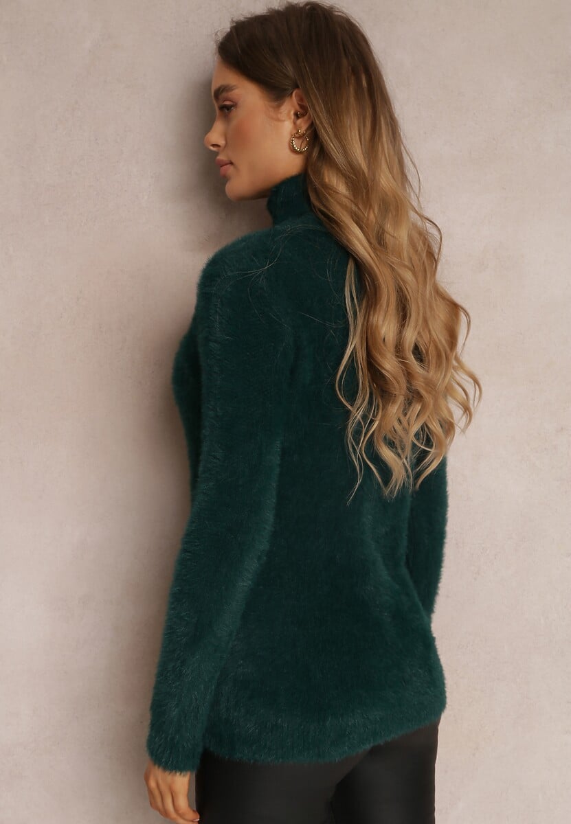 Ciemnozielony Golf Wełniany Cheki