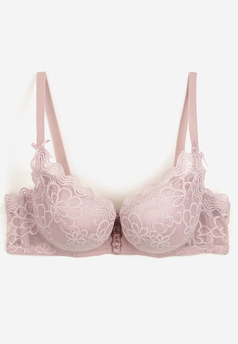 Ciemnoróżowy Biustonosz o Siateczkowym Wykończeniu z Efektem Push-Up Alnena