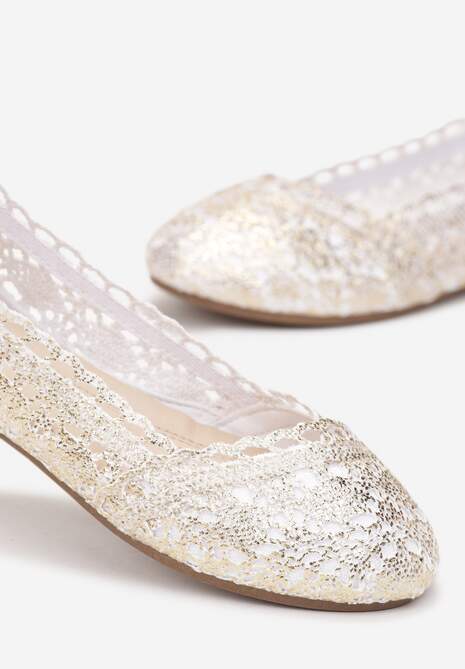 Złote Balerinki Koronkowe Sham