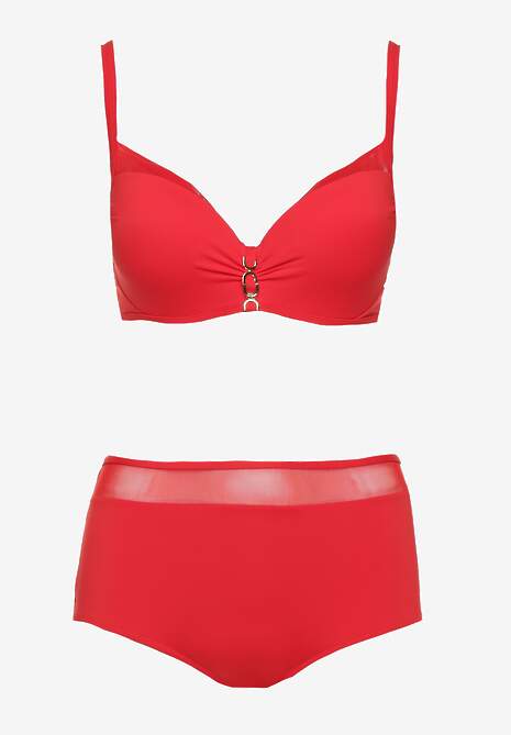 Czerwone Bikini Biustonosz Zdobiony Aplikacją i Majtki Typu Figi Iffirelle