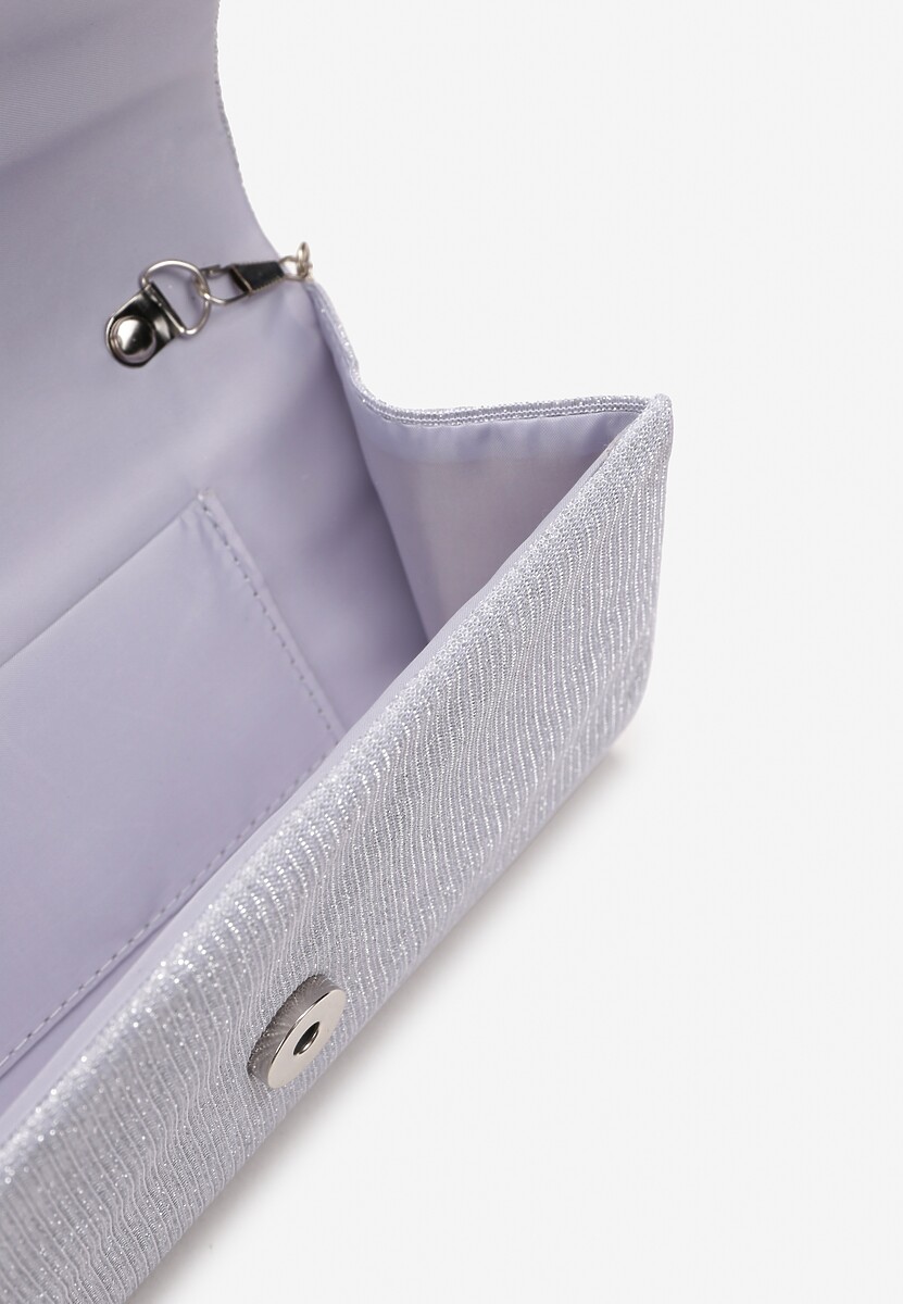 Srebrna Metaliczna Torebka Kopertówka na Ramię Lunke