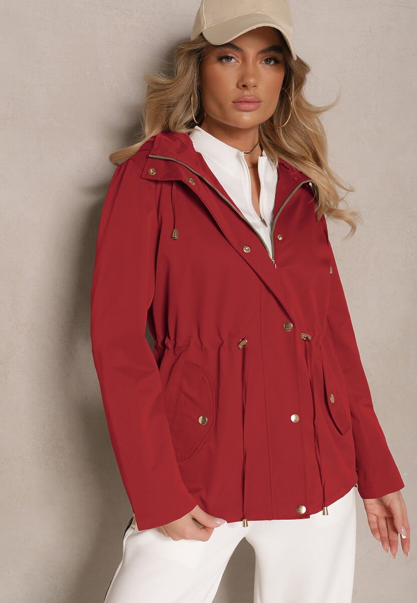 Zielona Kurtka o Kroju Parki z Odpinanym Kapturem Zdobiona Zamkami Norloti