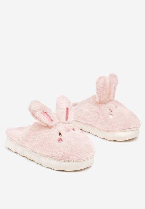 Różowe Futrzane Kapcie Vices na Platformie z Tłoczeniem w Stylu Królika Adarevia