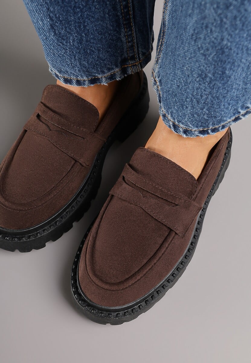 Brązowe Wsuwane Mokasyny Vices na Platformie Dionela