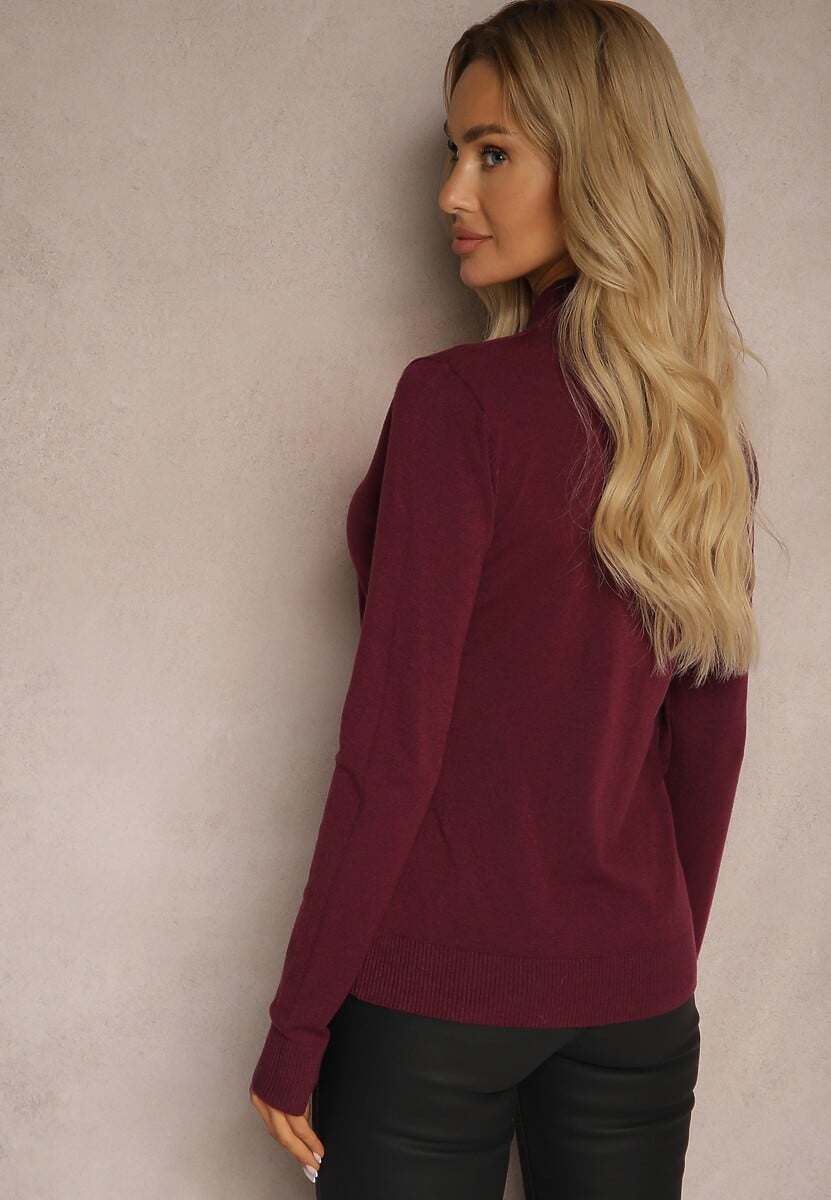 Ciemnofioletowy Półgolf o Klasycznym Fasonie z Kaszmirem i Wiskozą Zailana