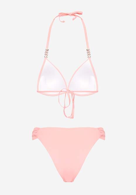 Różowe Bikini Wiązany Biustonosz Push Up i Majtki Typu Figi Mirisenia