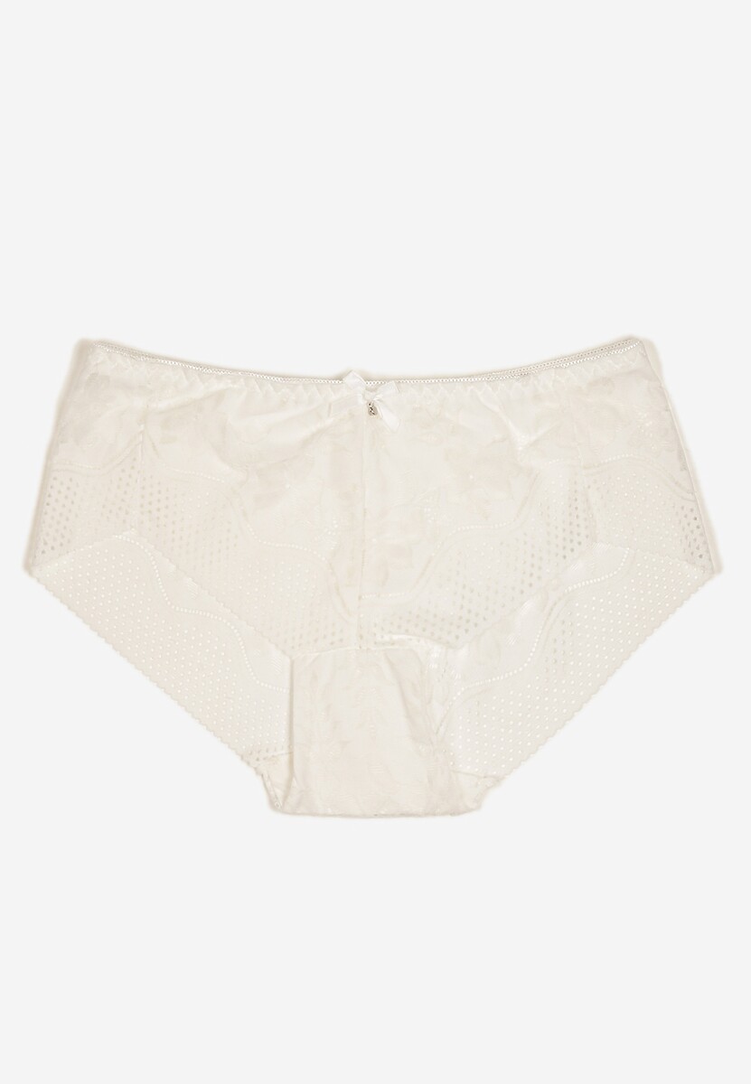 Białe Majtki Figi Ozdobione Kokardą i Koronką Pariste