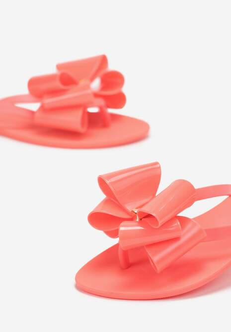 Pomarańczowe Japonki z Ozdobnym Paskiem z Kokardą Yasminame