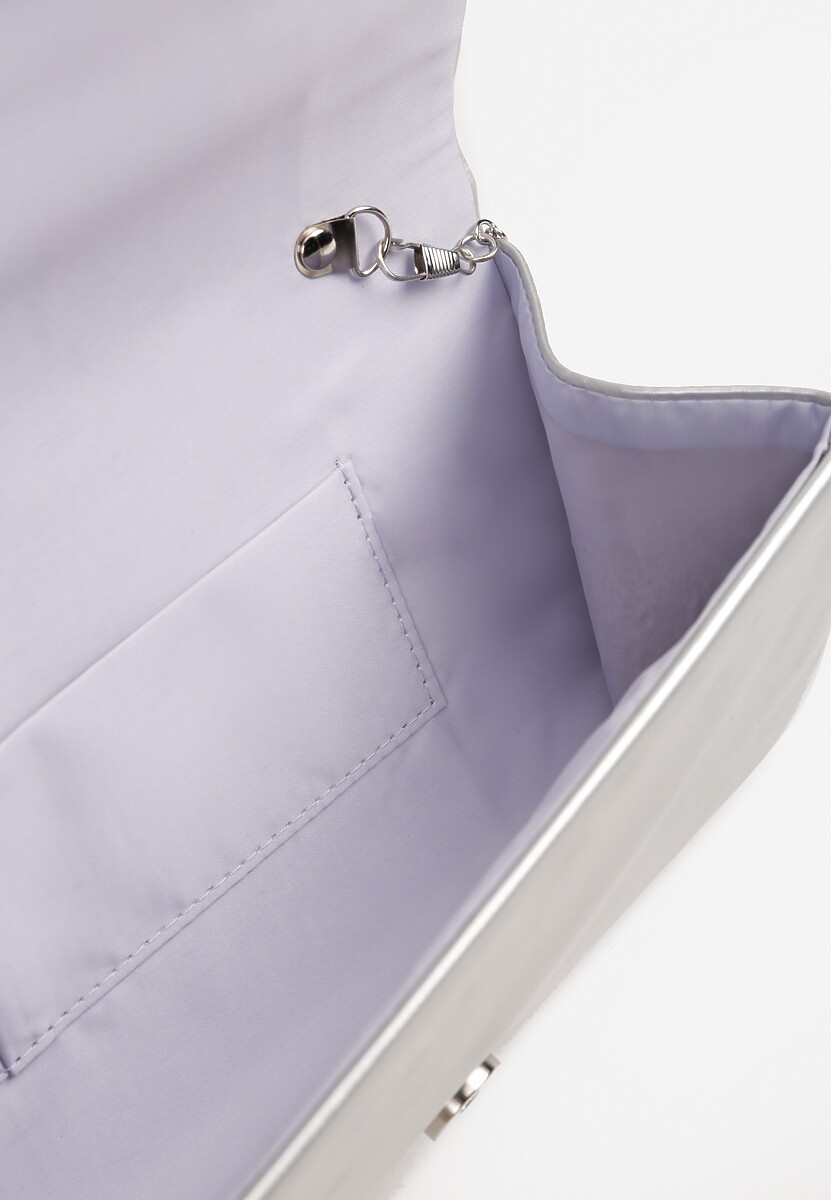 Srebrna Klasyczna Torebka Kopertówka z Odpinanym Łańcuszkiem Rinithara