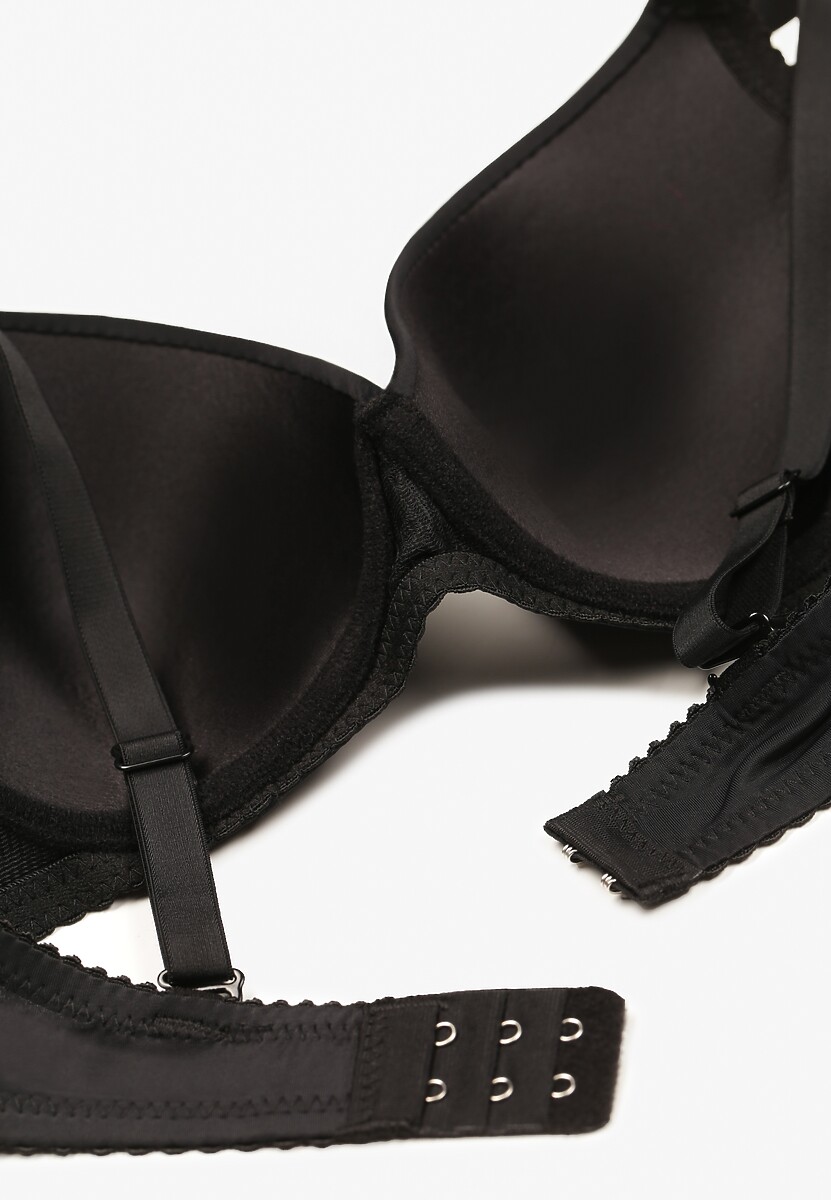 Czarny Biustonosz na Odpinanych Ramiączkach z Regulacją z Usztywnionymi Miseczkami Ozdobiony Kokardką Isabcella