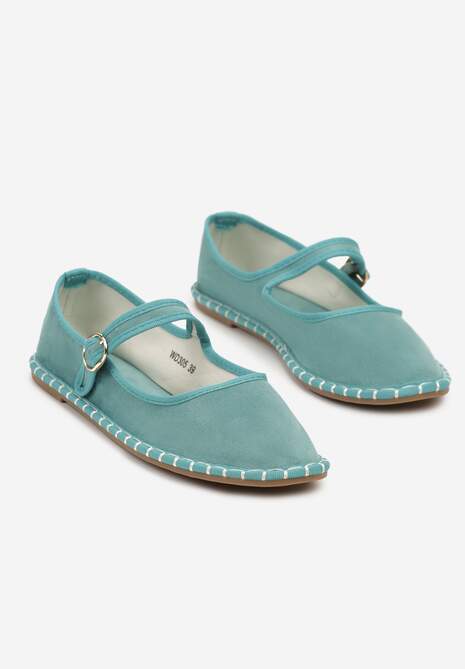 Zielone Balerinki Espadryle z Przeszyciami i Paskiem Firionea