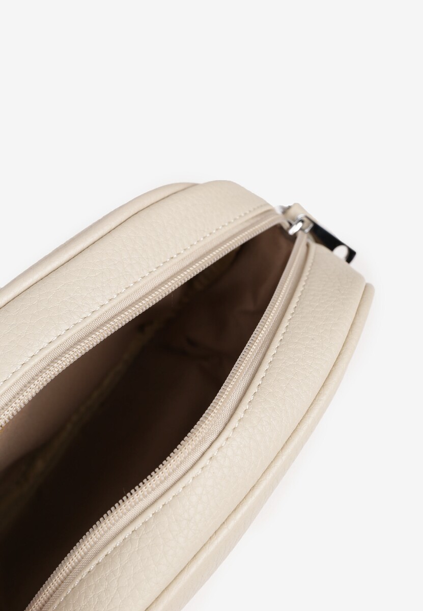 Jasnobeżowa Okrągła Torebka na Pasku z Kieszonkami Malireia