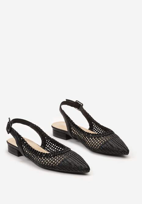 Czarne Sandały Zapinane na Sprzączkę bez Pięty na Niskim Obcasie Quillia