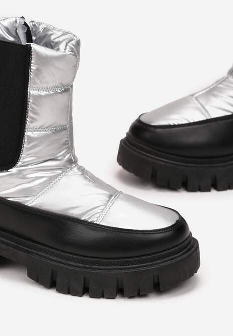 Srebrne Śniegowce Pikowane z Elastyczną Wstawką Erdrigu