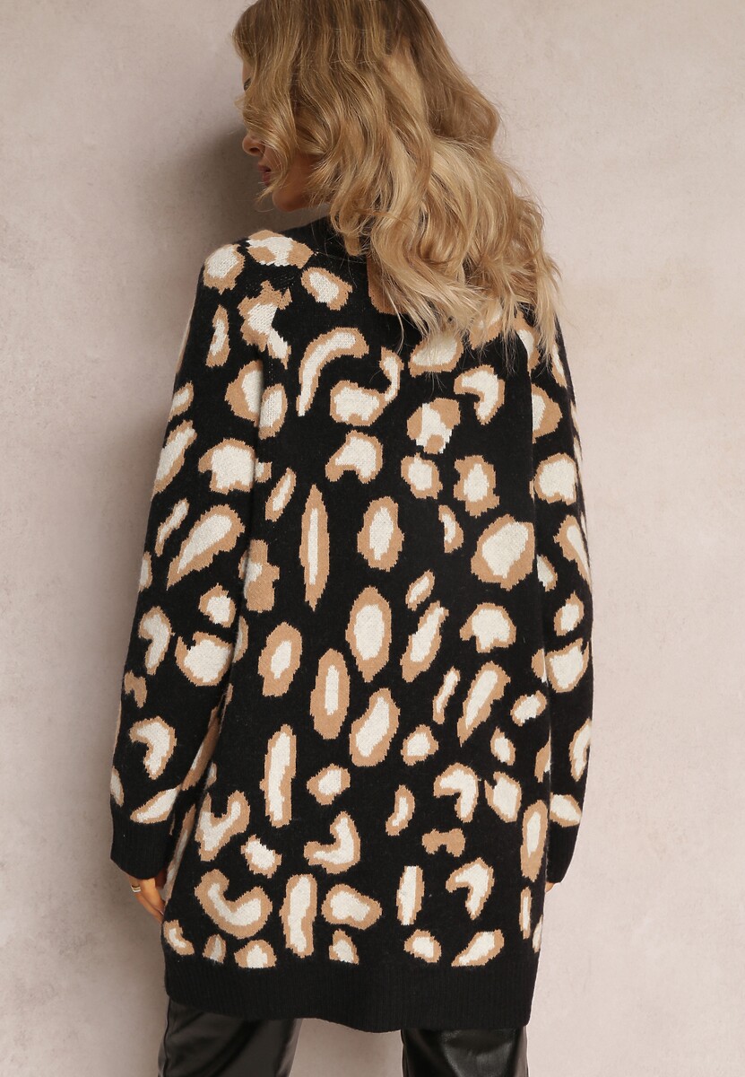 Czarny Luźny Kardigan Zapinany Klimonta