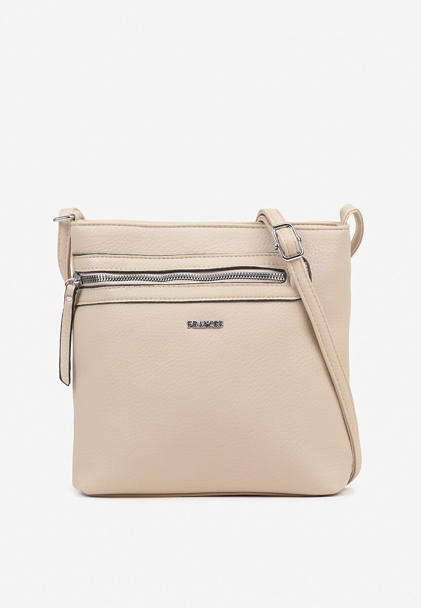 Ciemnobeżowa Kwadratowa Torebka Listonoszka z Suwakiem Dolatia