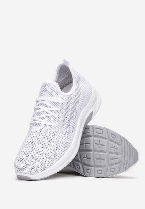 Białe Siateczkowe Buty Sportowe na Piankowej Podeszwie Linidas