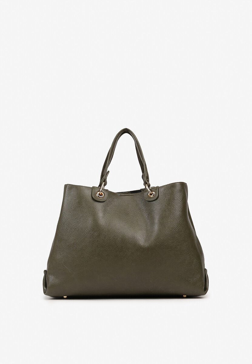 Ciemnozielona Duża Torebka Shopperka z Metalicznymi Ozdobami Anurriva