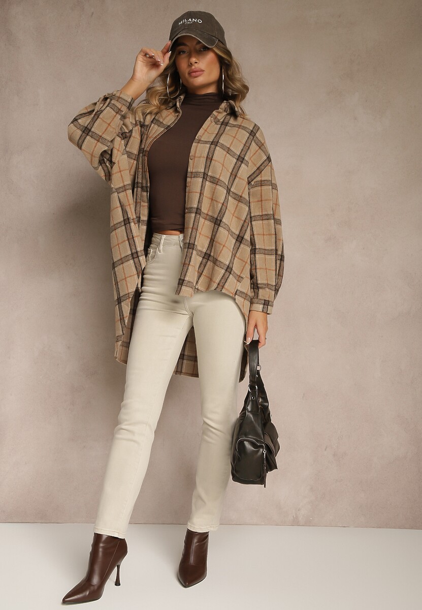 Jasnobeżowe Jeansy z Bawełny w Klasycznym Stylu Allivine