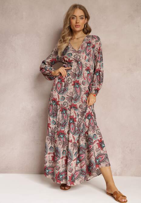 Beżowa Sukienka Demestra