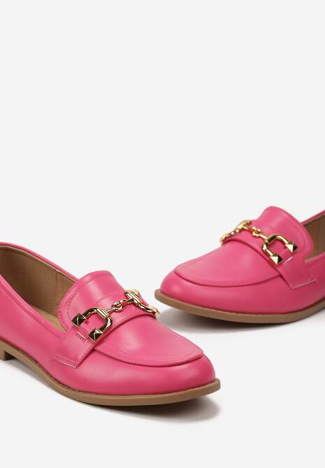 Fuksjowe Płaskie Mokasyny Ozdobione Metalową Klamerką Cassiope
