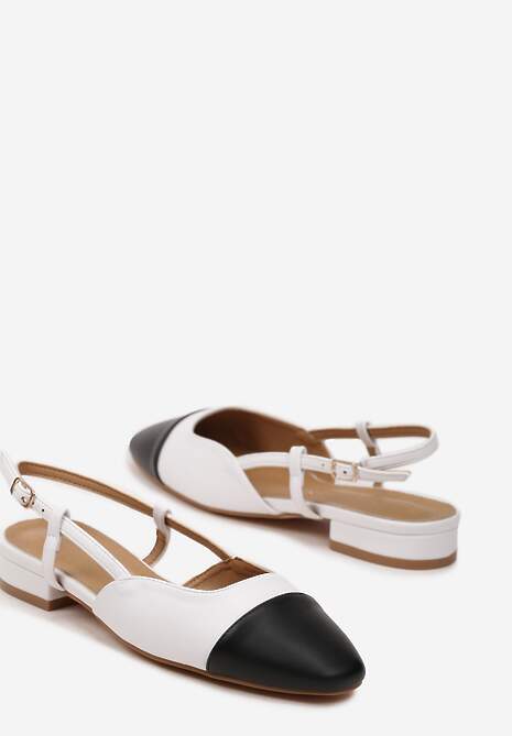 Białe Klasyczne Sandały na Płaskiej Podeszwie bez Pięty Zapinane przy Kostce Sadria