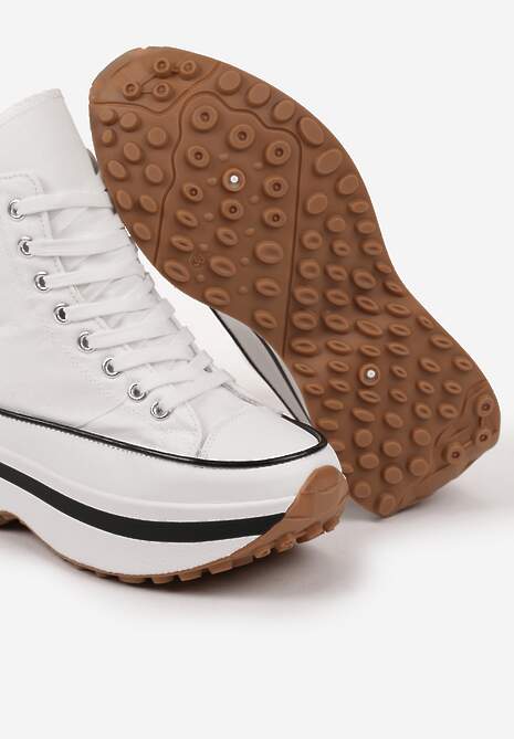 Białe Trampki za Kostkę na Platformie z Tłoczeniami Danawinn