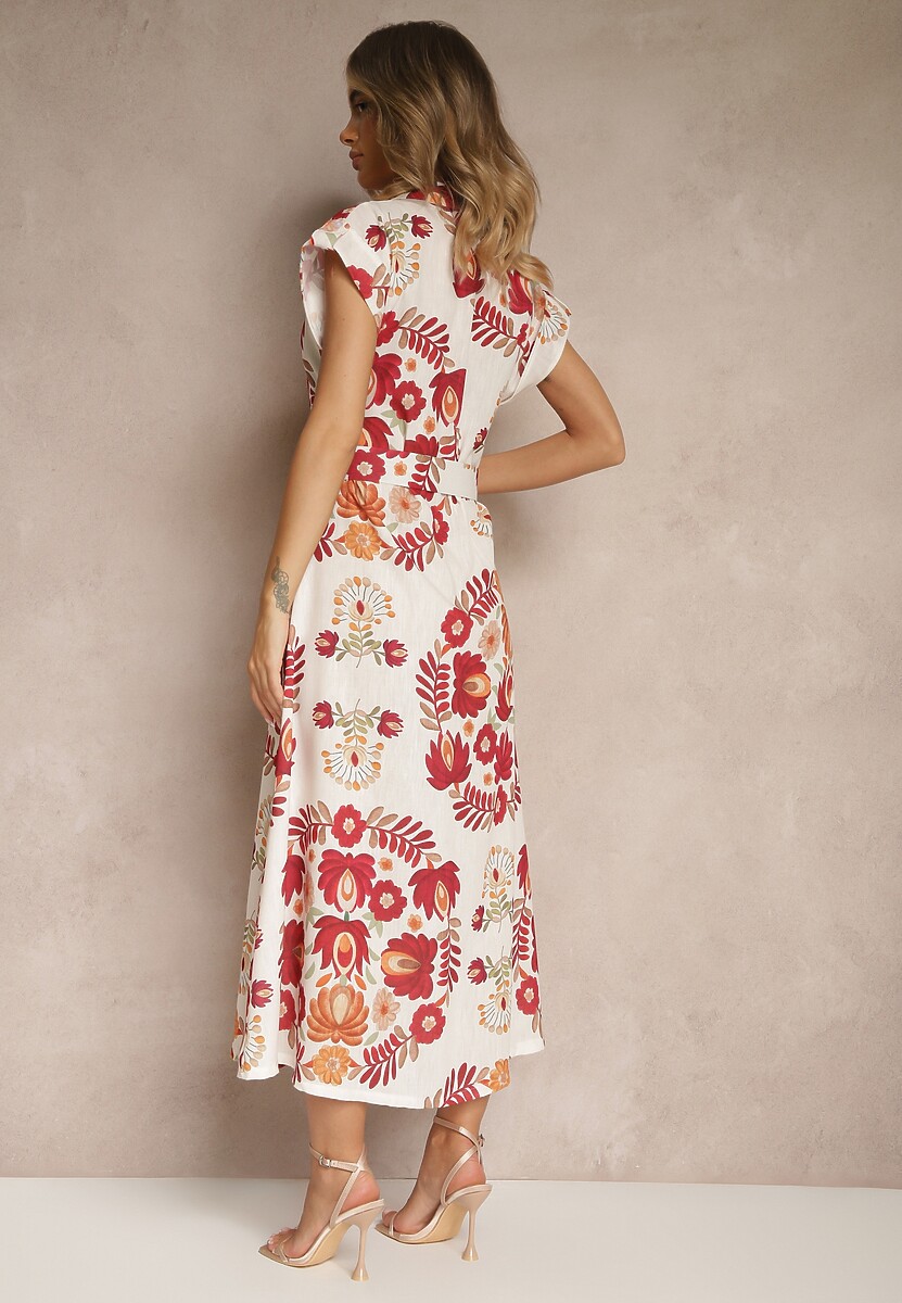 Bordowa Koszulowa Sukienka z Wiskozą z Dodatkowym Paskiem Nitapinia