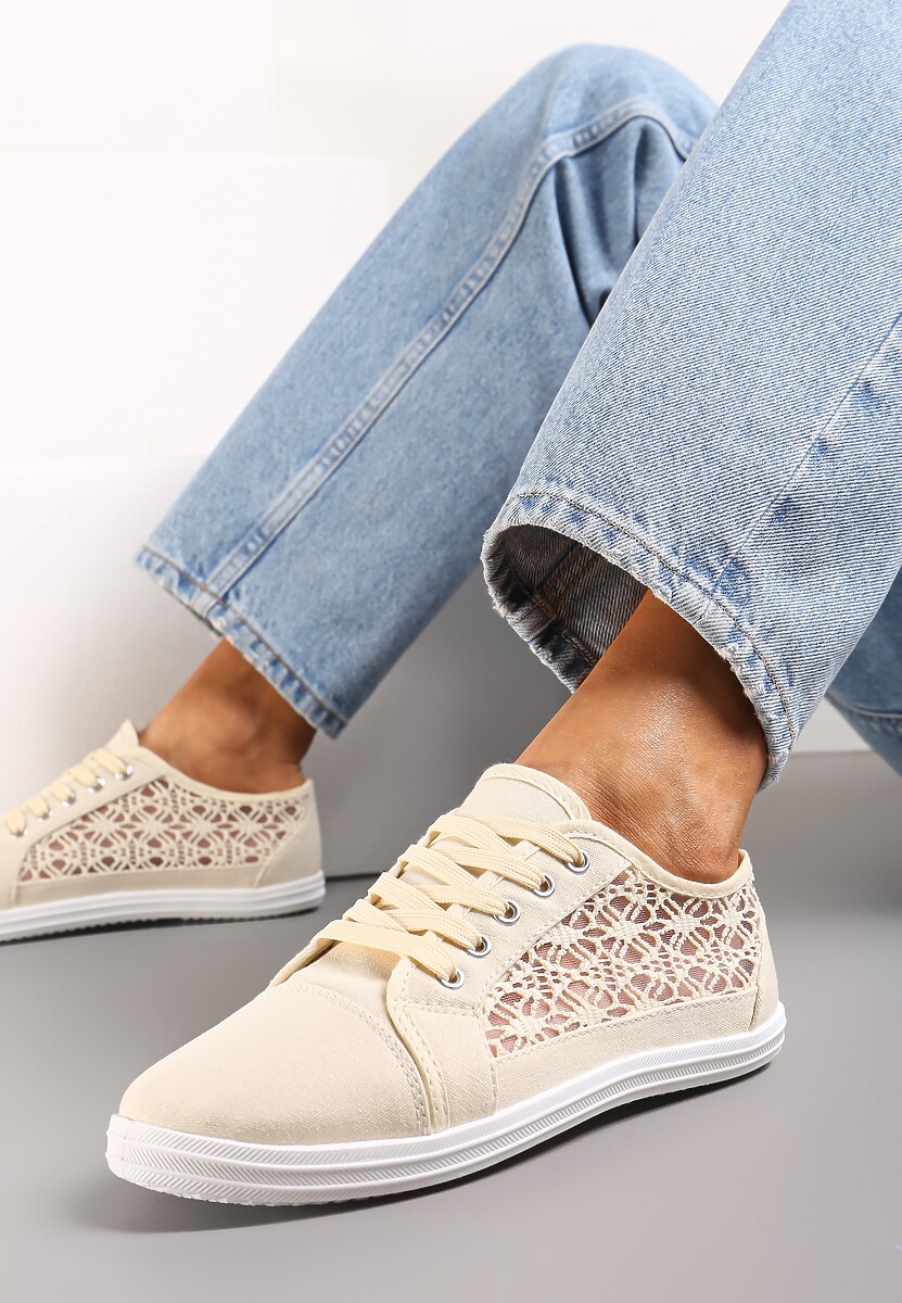 Pomarańczowe Tenisówki z Ażurowymi Wstawkami Po Bokach Salessa