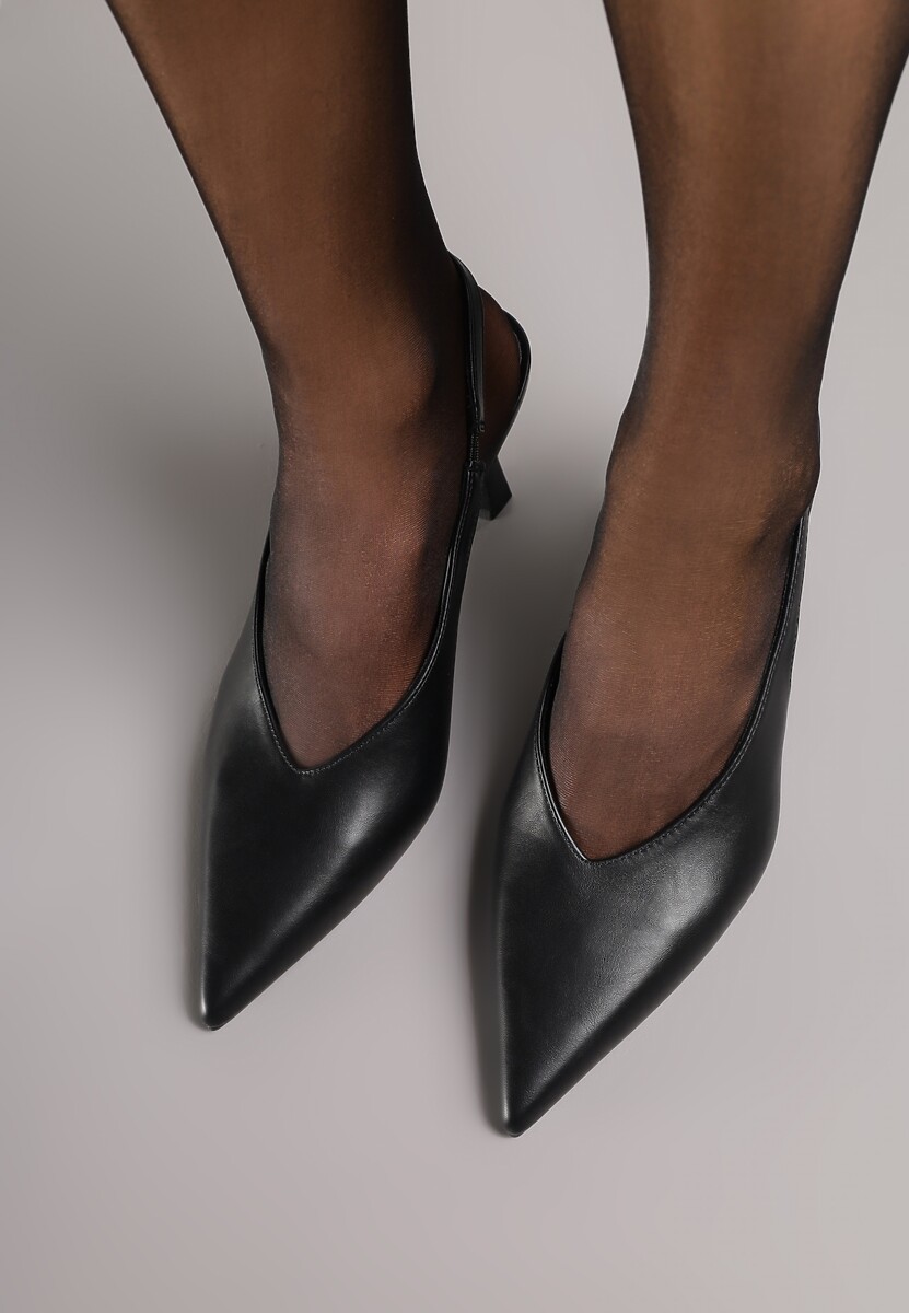 Czarne Czółenka Sandały Vices na Szpilce Slingback Kolliva