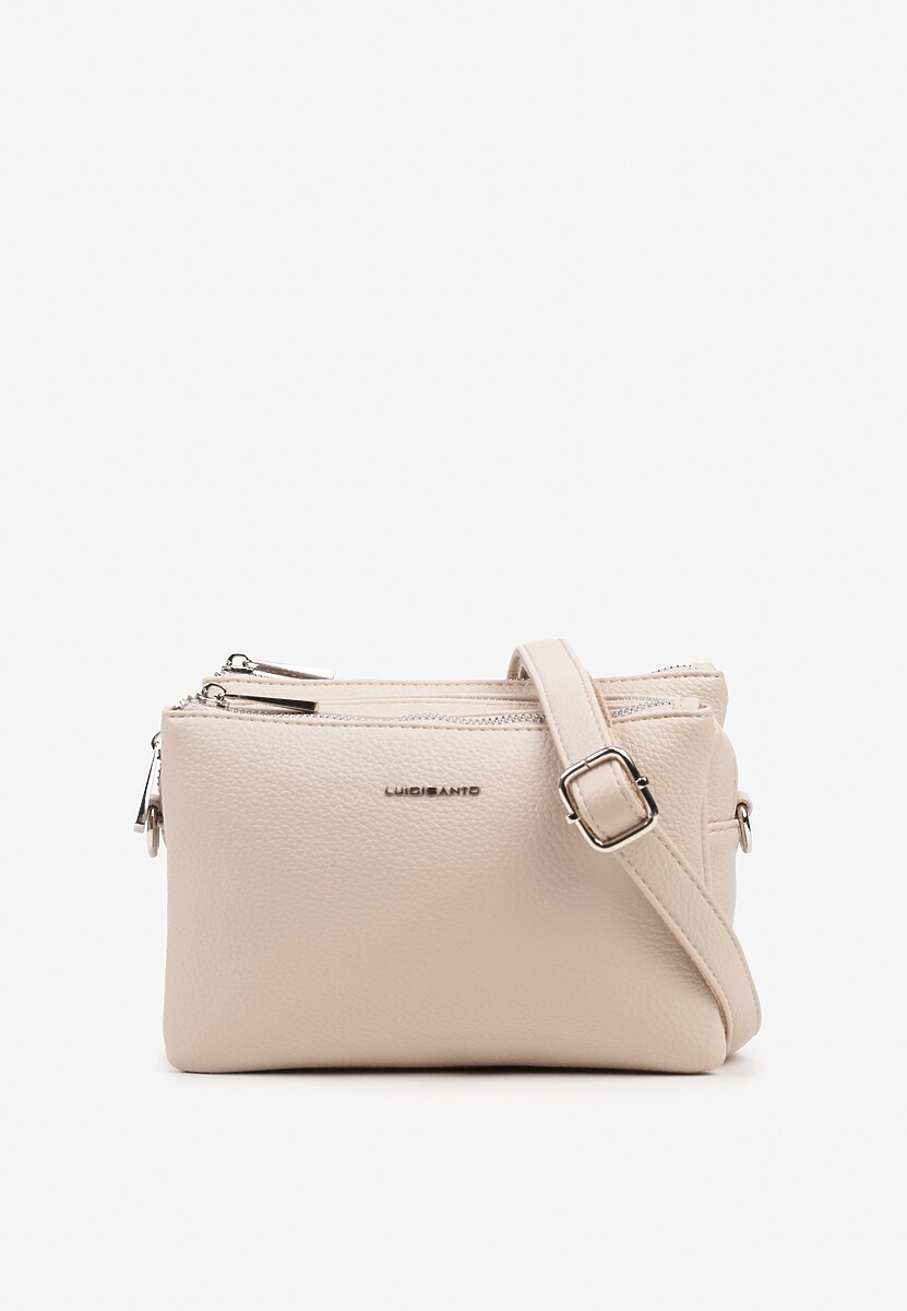 Beżowa Trzykomorowa Torebka Listonoszka w Klasycznym Stylu Nirive