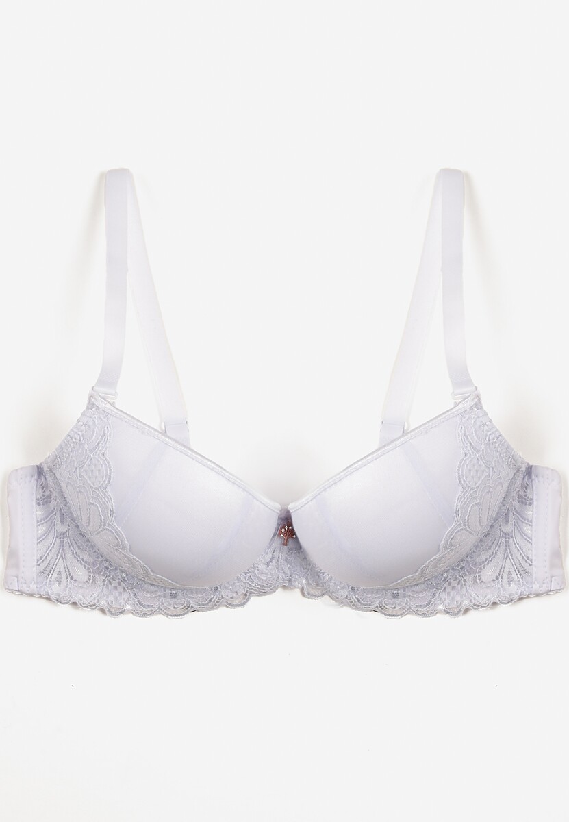Biały Koronkowy Biustonosz Push Up Bliffa