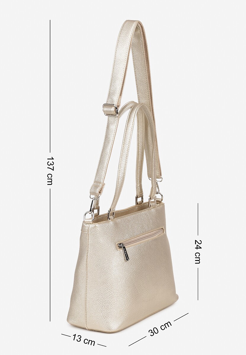 Złota Torebka Ozdobiona Metalicznym Napisem Nilomena