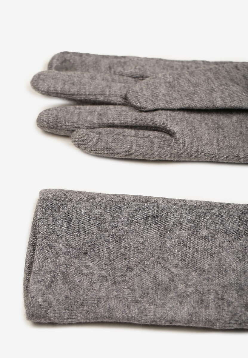 Szare Dzianinowe Casualowe Rękawiczki z Bawełną Zinnithoa