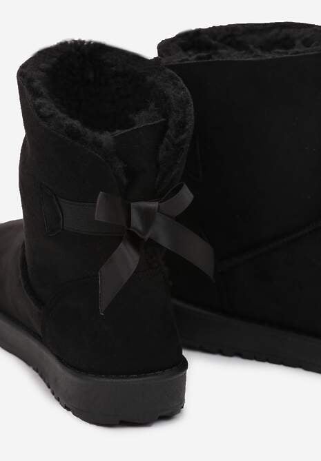 Czarne Śniegowce za Kostkę z Kokardką Ikomela