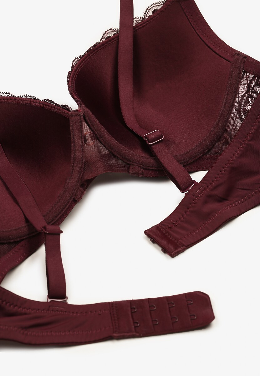 Ciemnofioletowy Elegancki Biustonosz Miseczka C z Koronką i Zapięciem na Haftki Mairiel