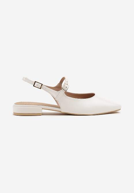 Białe Sandały Slingback Vices z Wkładką ze Skóry Naturalnej Sovritia