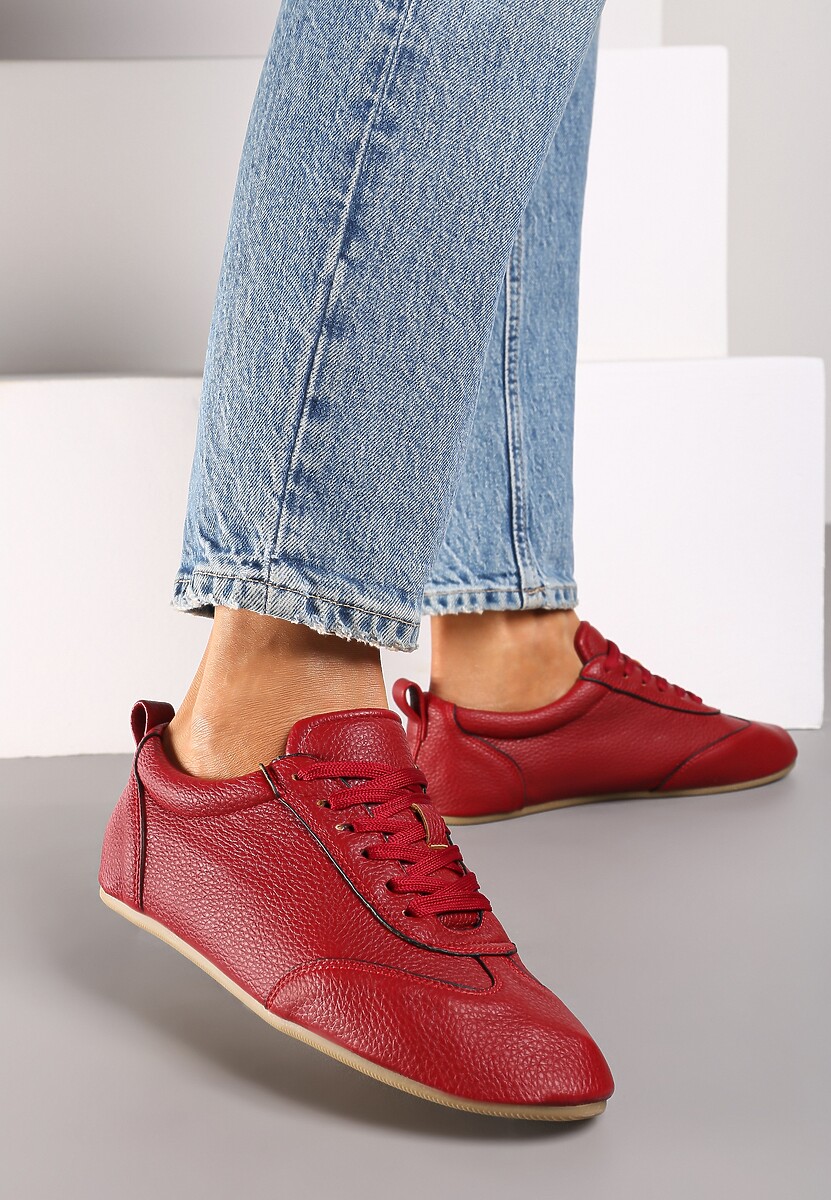 Bordowe Tenisówki bez Zdobień z Ekoskóry Verillis