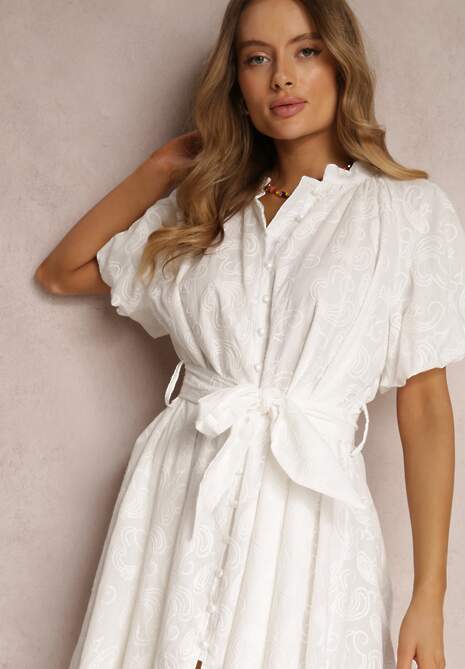 Biała Sukienka z Bawełny Halpy