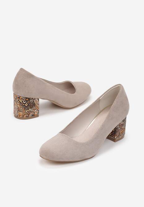 Ciemnobeżowe Czółenka Brille