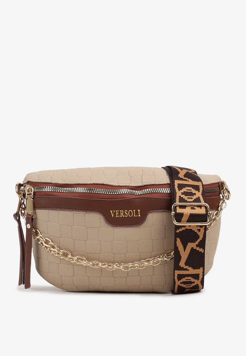 Czarna Nerka z Ozdobnym Napisem Tłoczeniem i Łańcuszkiem Lioquella