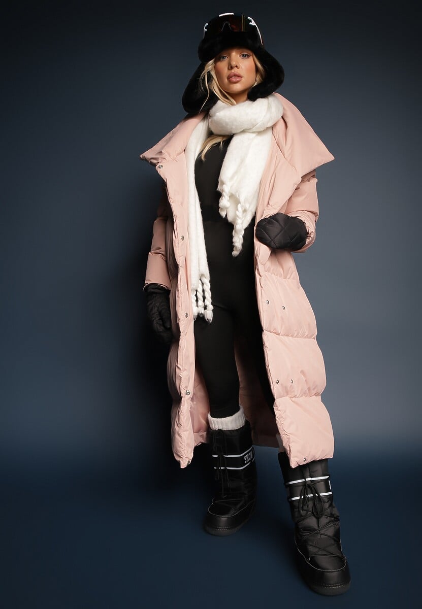 Różowa Kurtka Płaszcz z Wysokim Kołnierzem Zapinana na Napy z Paskiem Luliriva