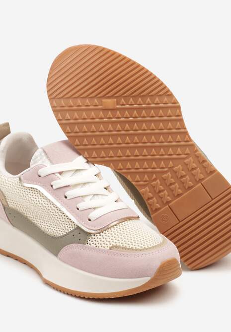 Różowe Sneakersy Ozdobione Geometrycznym Motywem Calgis