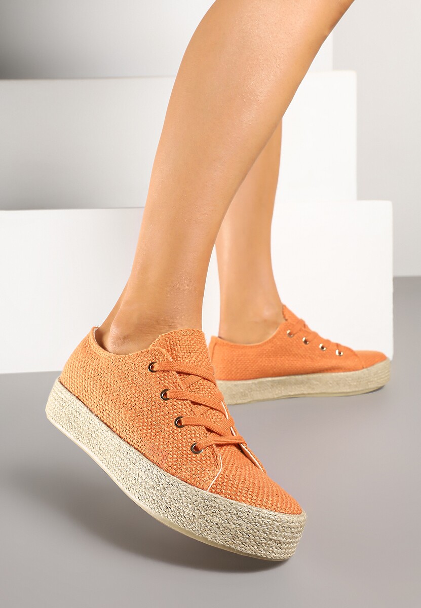 Pomarańczowe Trampki Ozdobione Plecionką Filatera