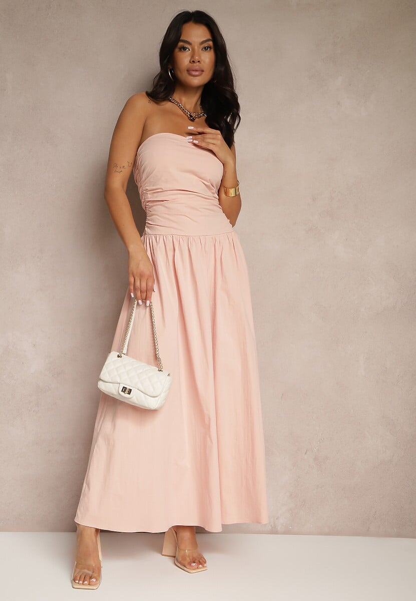 Różowa Koktajlowa Bawełniana Sukienka Bodycon Filitera